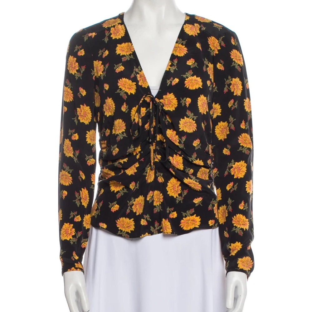 Veronica Beard Black top with sunflowers